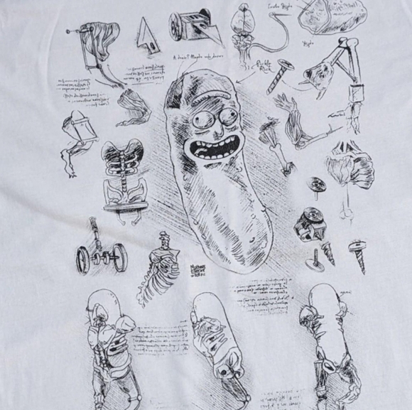 Rick and Morty Da Vinci Pickle Rick T-shirt Hot Topic Exclusive Large - Picture 2 of 5